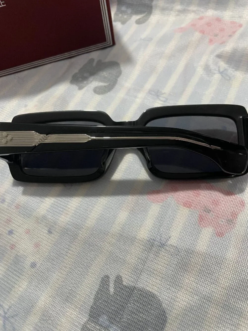 Jacques Marie Mage Rectangular Sunglasses with Thick Black Frames